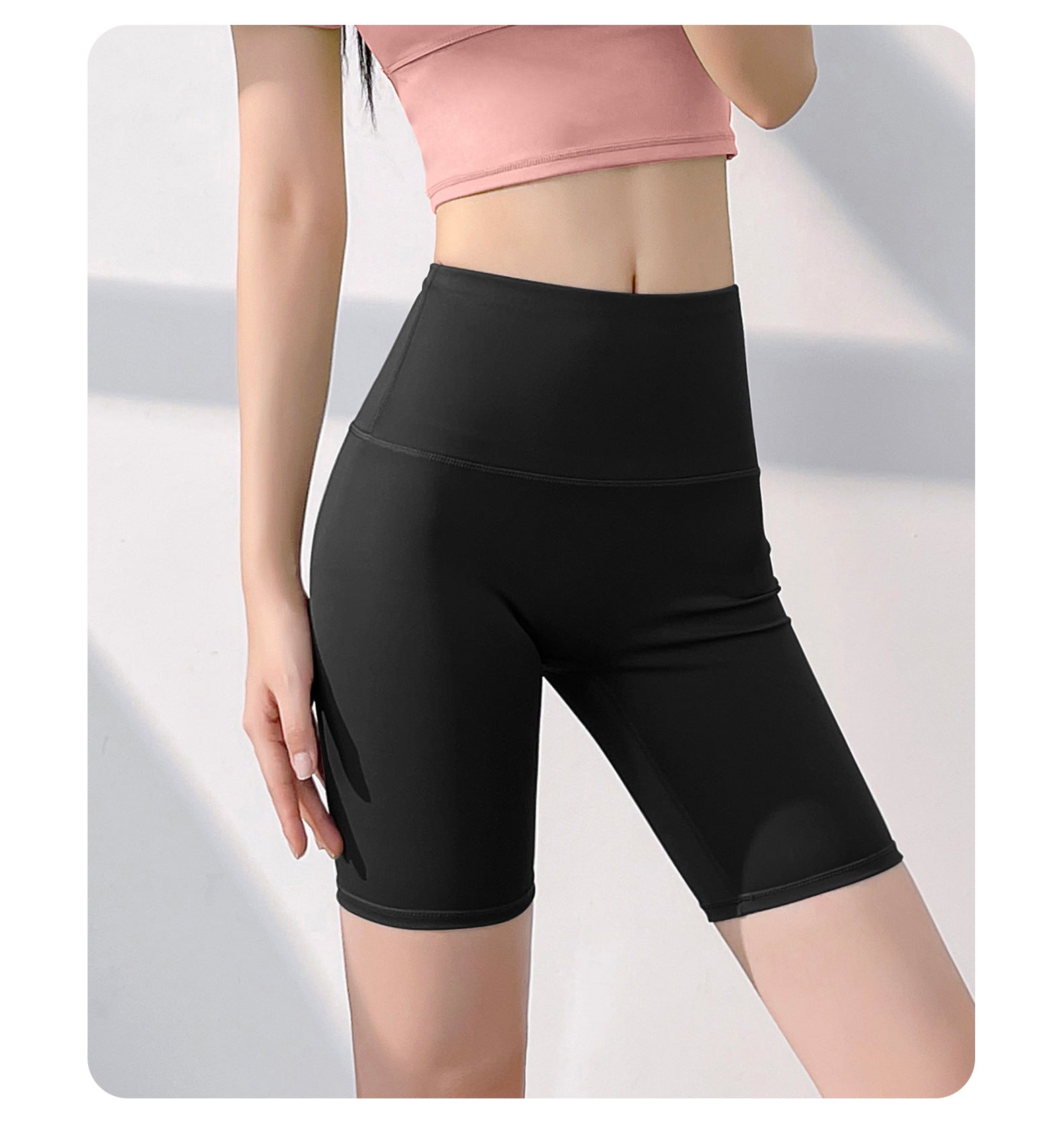 Seamless High Waist Anti Roll Yoga Shorts Women