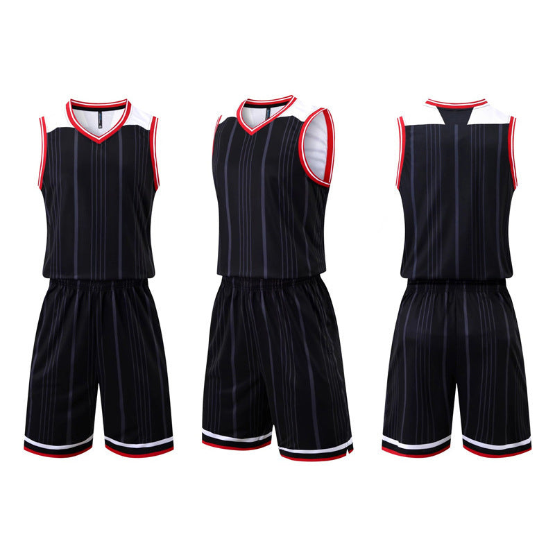 Striped Basketball Jersey Set For Training Games