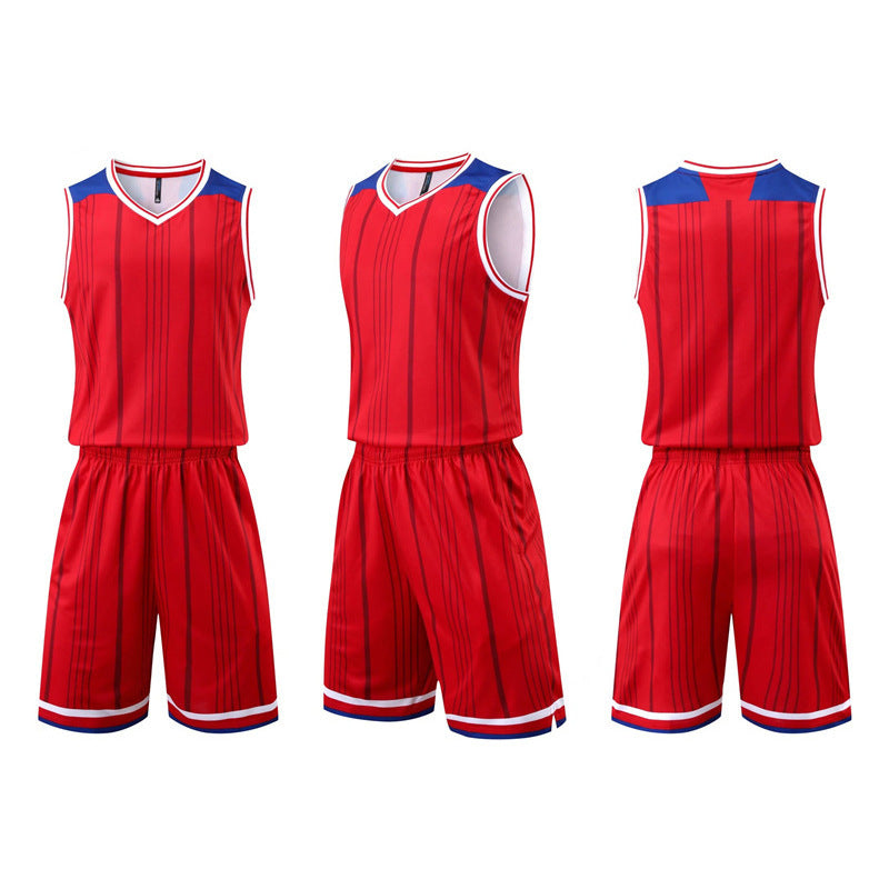 Striped Basketball Jersey Set For Training Games