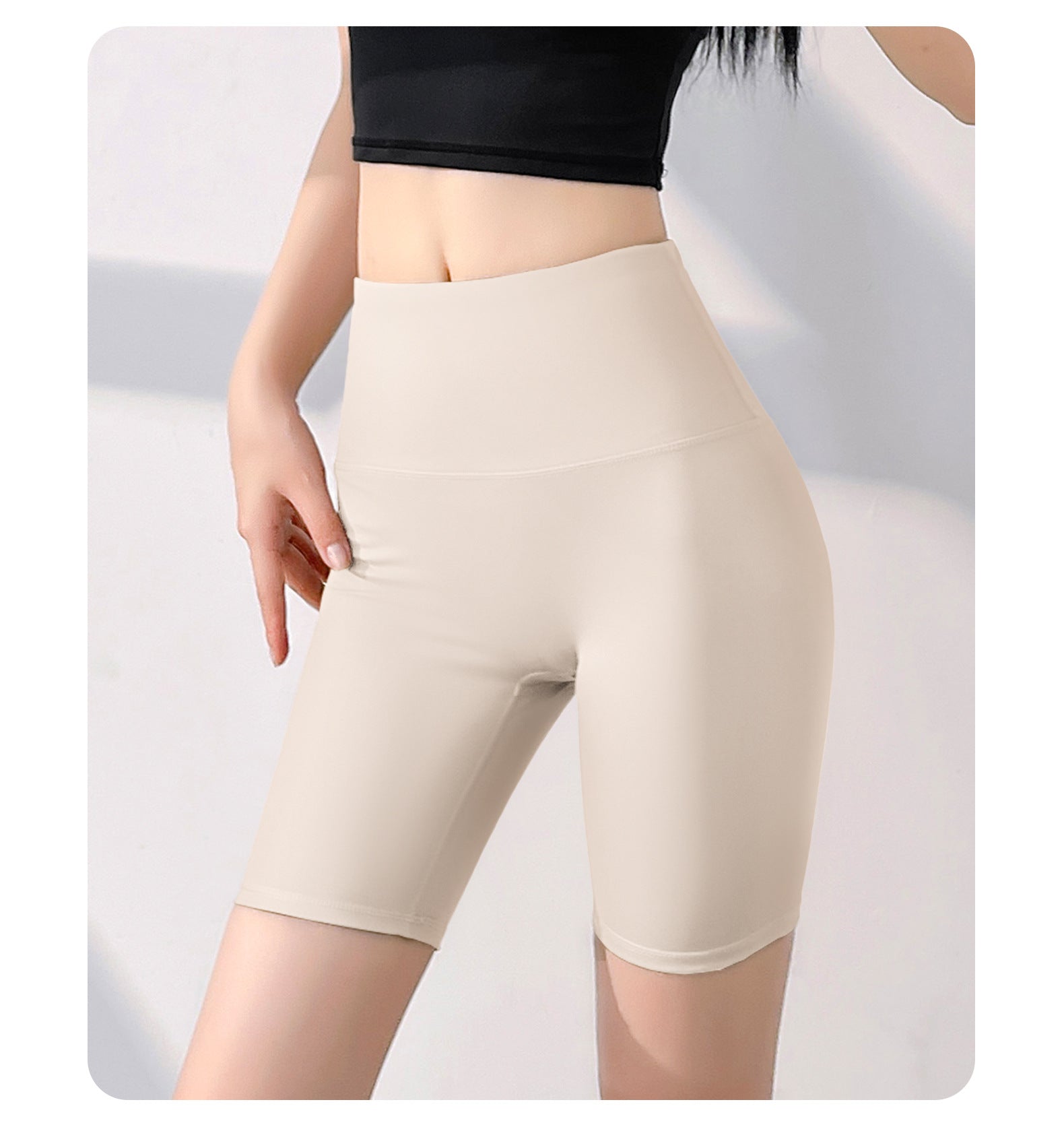 Seamless High Waist Anti Roll Yoga Shorts Women