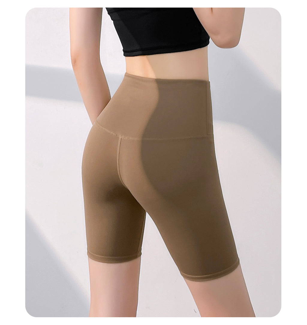 Seamless High Waist Anti Roll Yoga Shorts Women