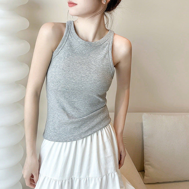 Ribbed Tank Top Built In Bra Workout Women